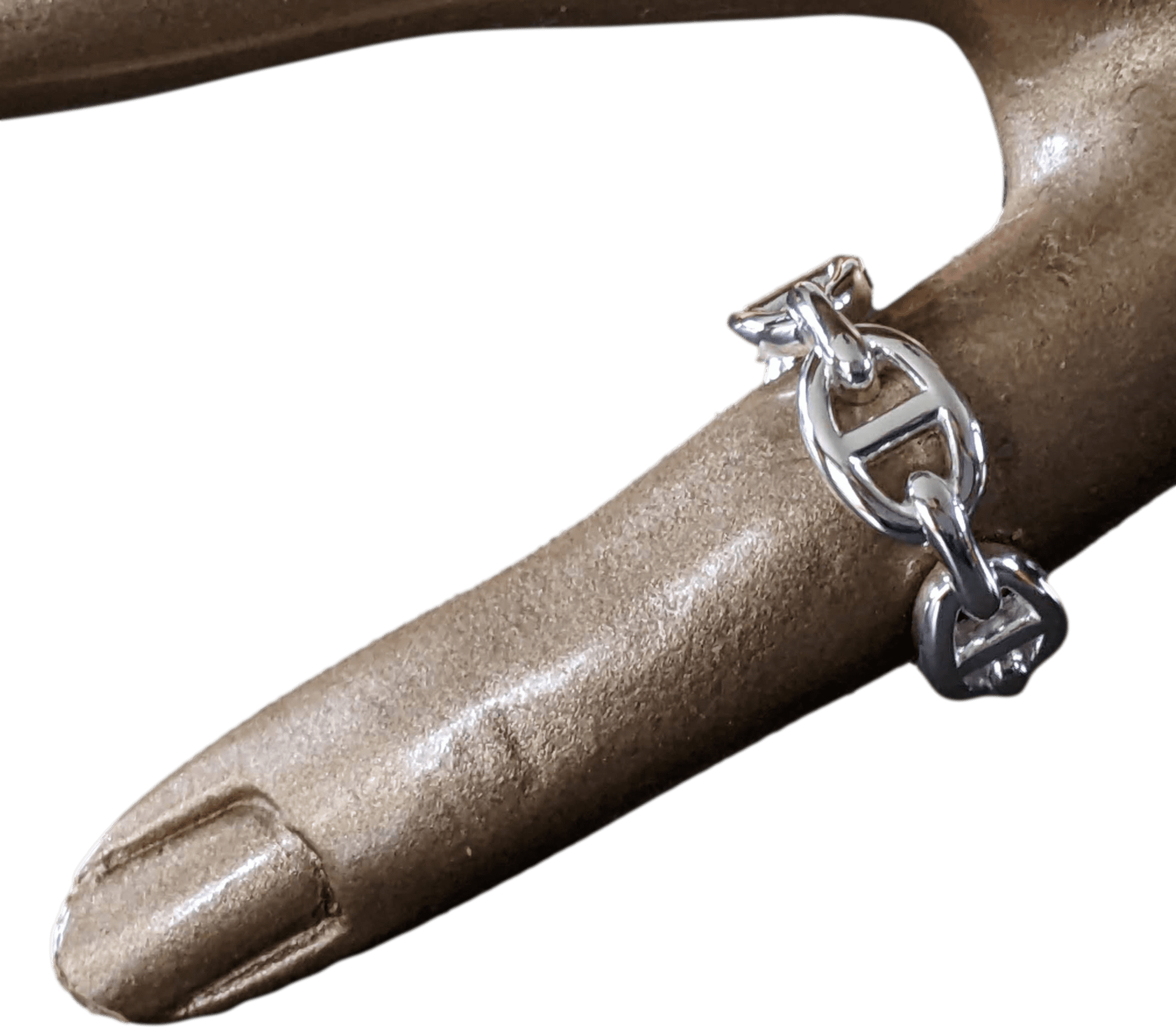 HERMES [JXX] CHAINE D'ANCRE ENCHAINEE PM AG925 Ring Sz53