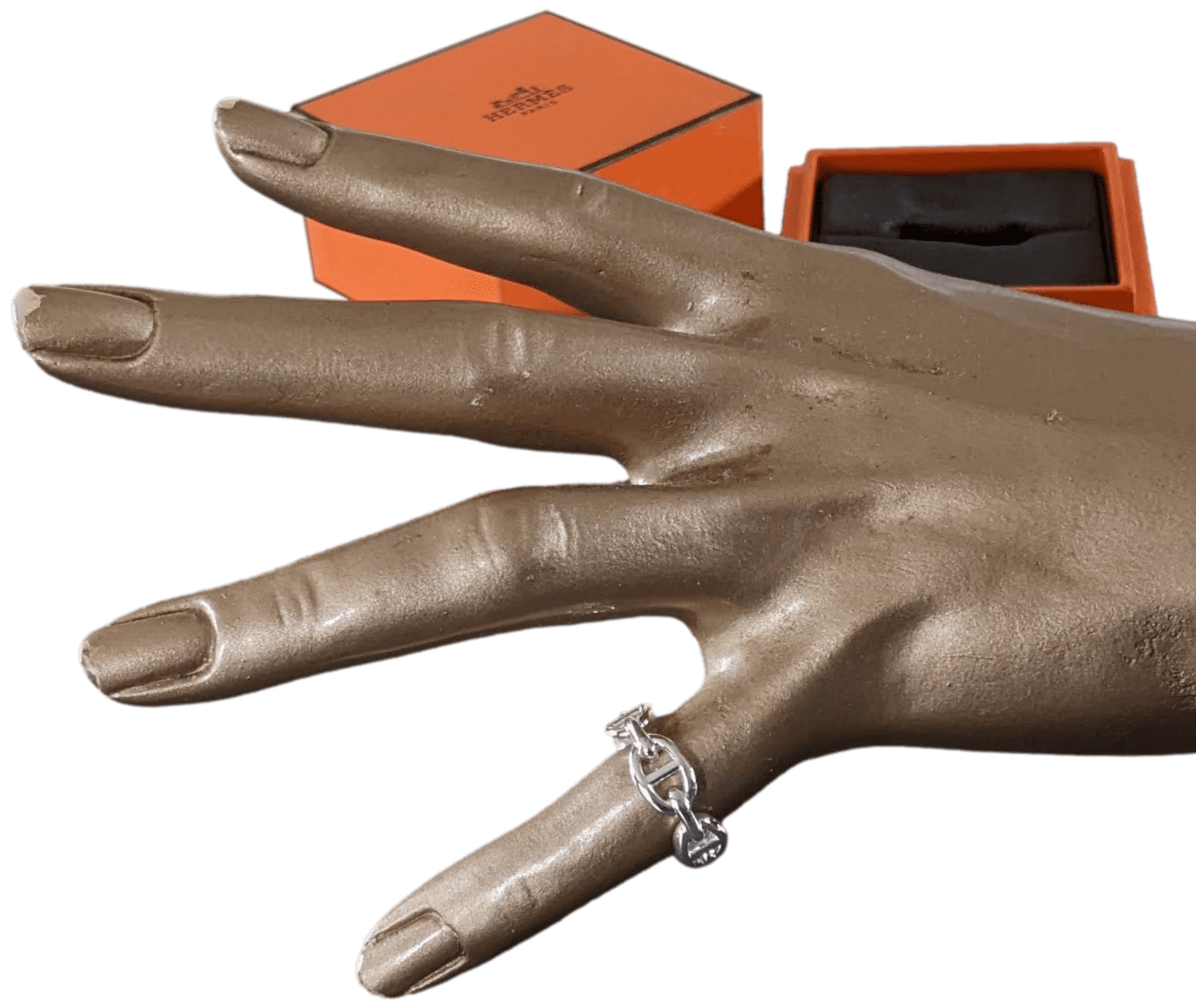 HERMES [JXX] CHAINE D'ANCRE ENCHAINEE PM AG925 Ring Sz53