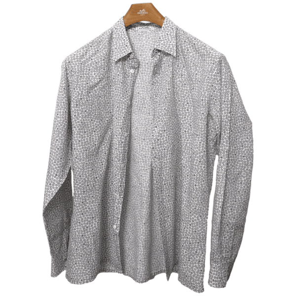 HERMES Men's Chaine d'Ancre White Cotton Long Sleeves Shirt, Sz44