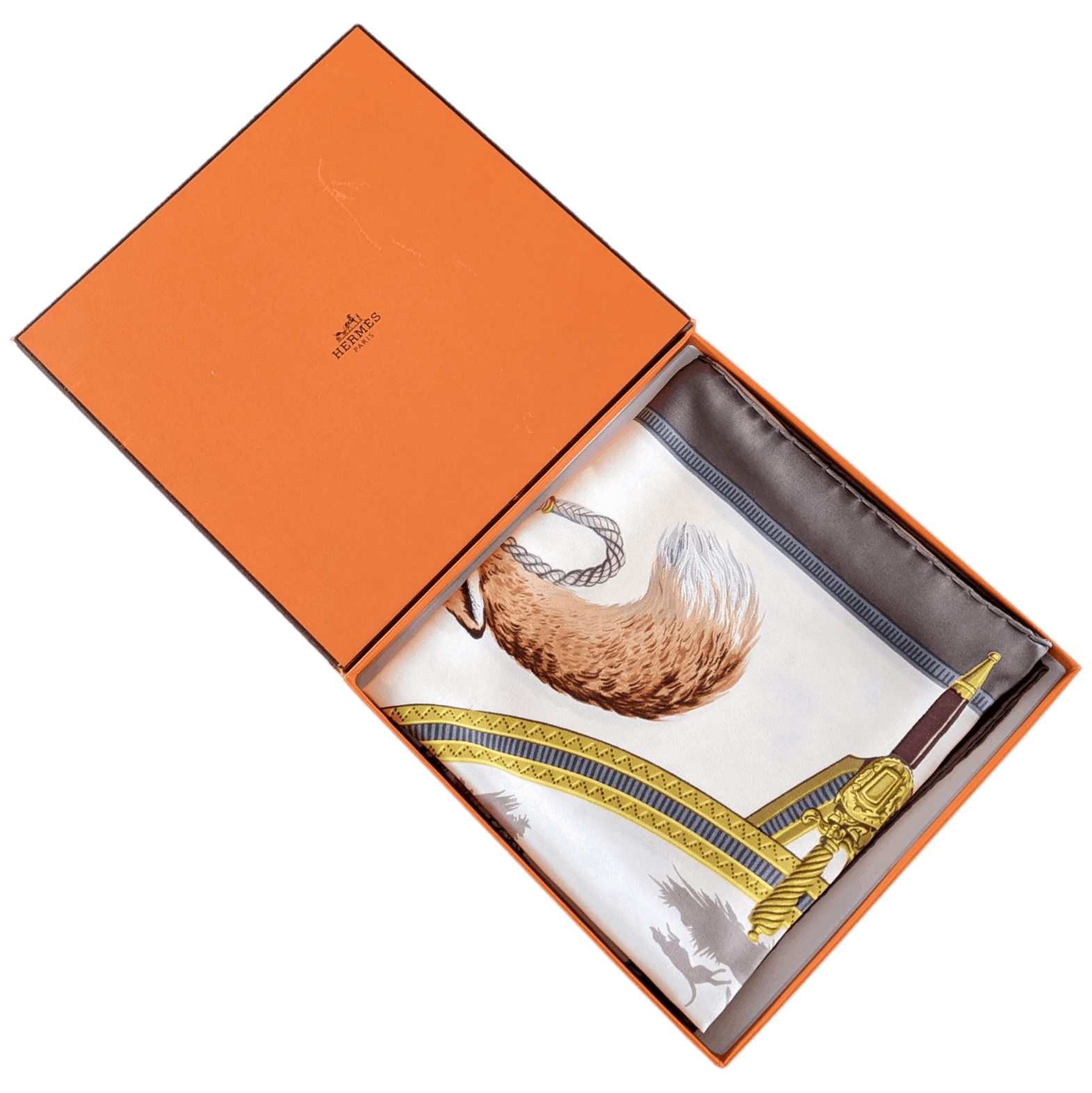 HERMES Chasse au Renard Hugo Grygkar Scarf 90
