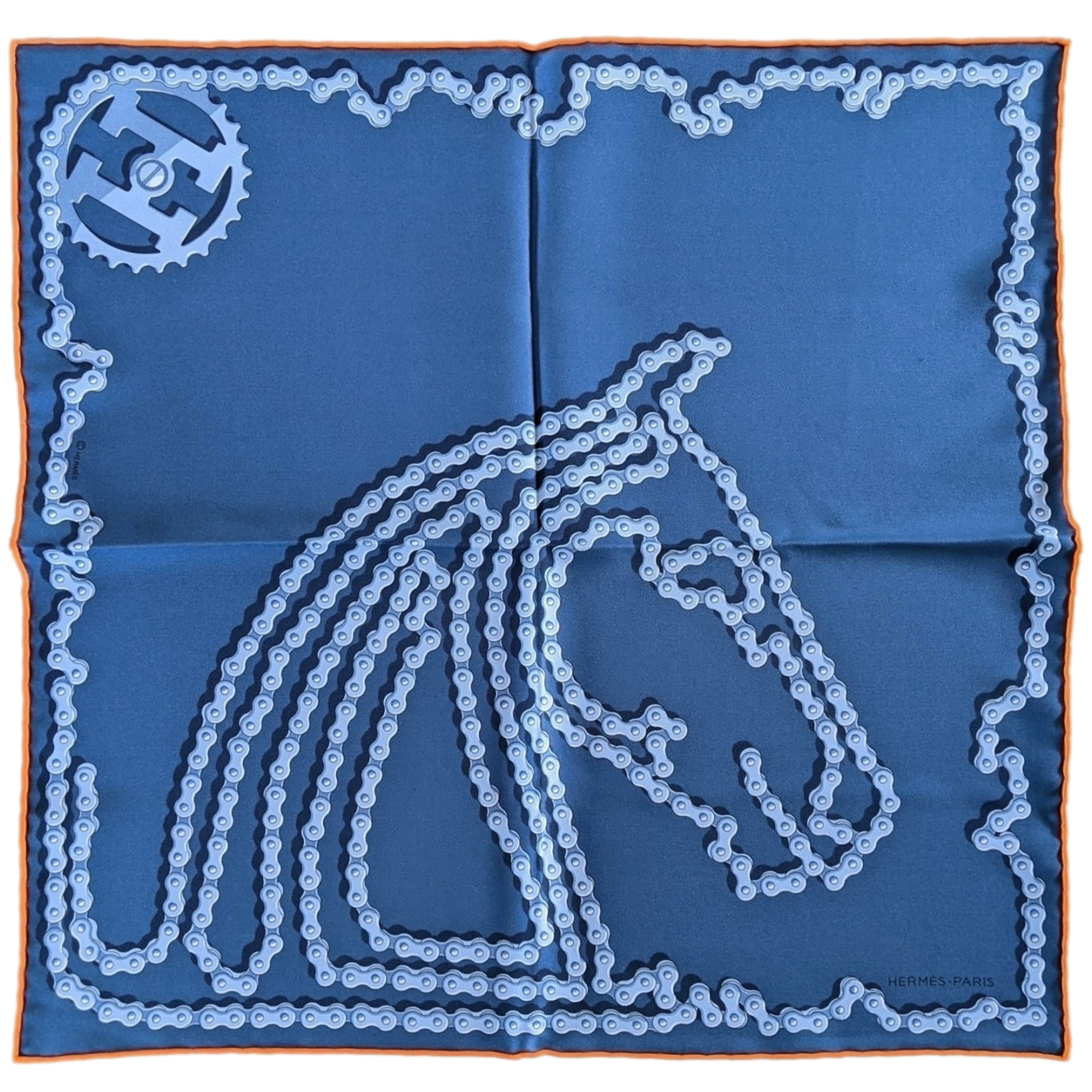 HERMES CHEVAL DECHAINE [D1023.5] Twill Gavroche 45 x 45 cm