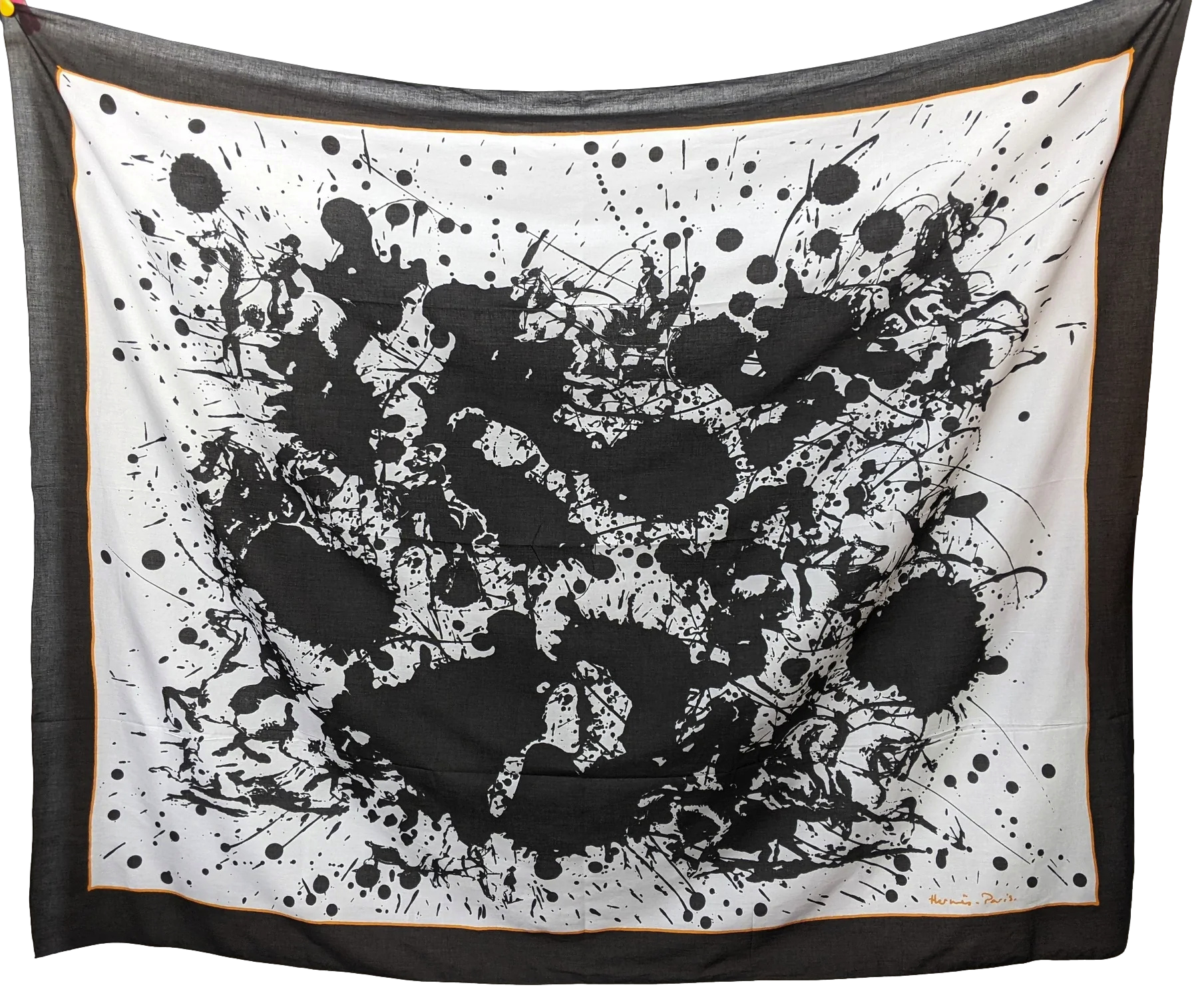 Hermes 2004 B/W "Cheval Surprise" Mousseline of Cotton Pareo