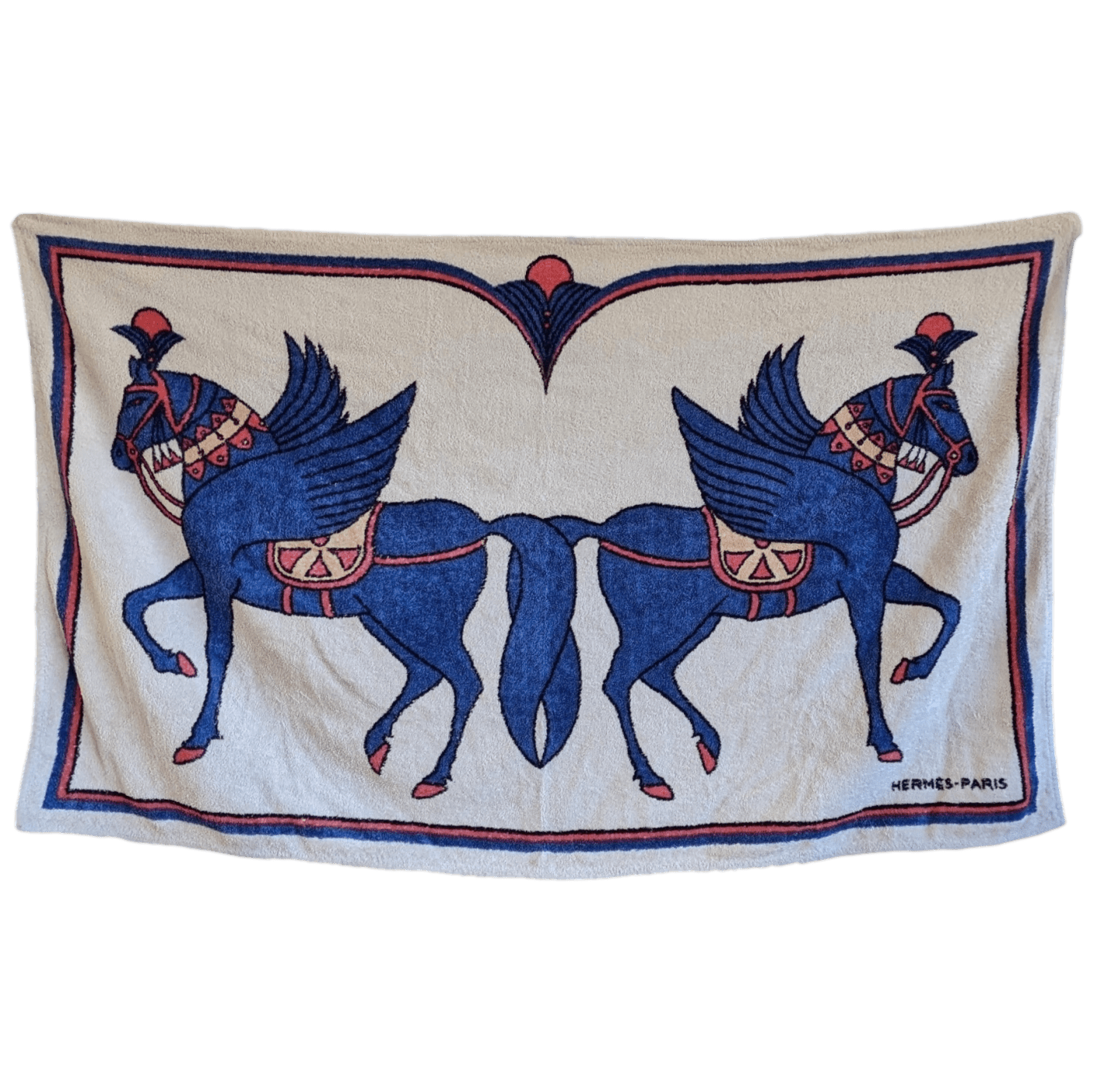 HERMES Chevaux Ailes Tapis de Plage Terry Beach Towel 90 x 150 cm