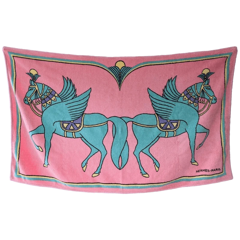 HERMES Chevaux Ailés Terry  Beach Towel GM
