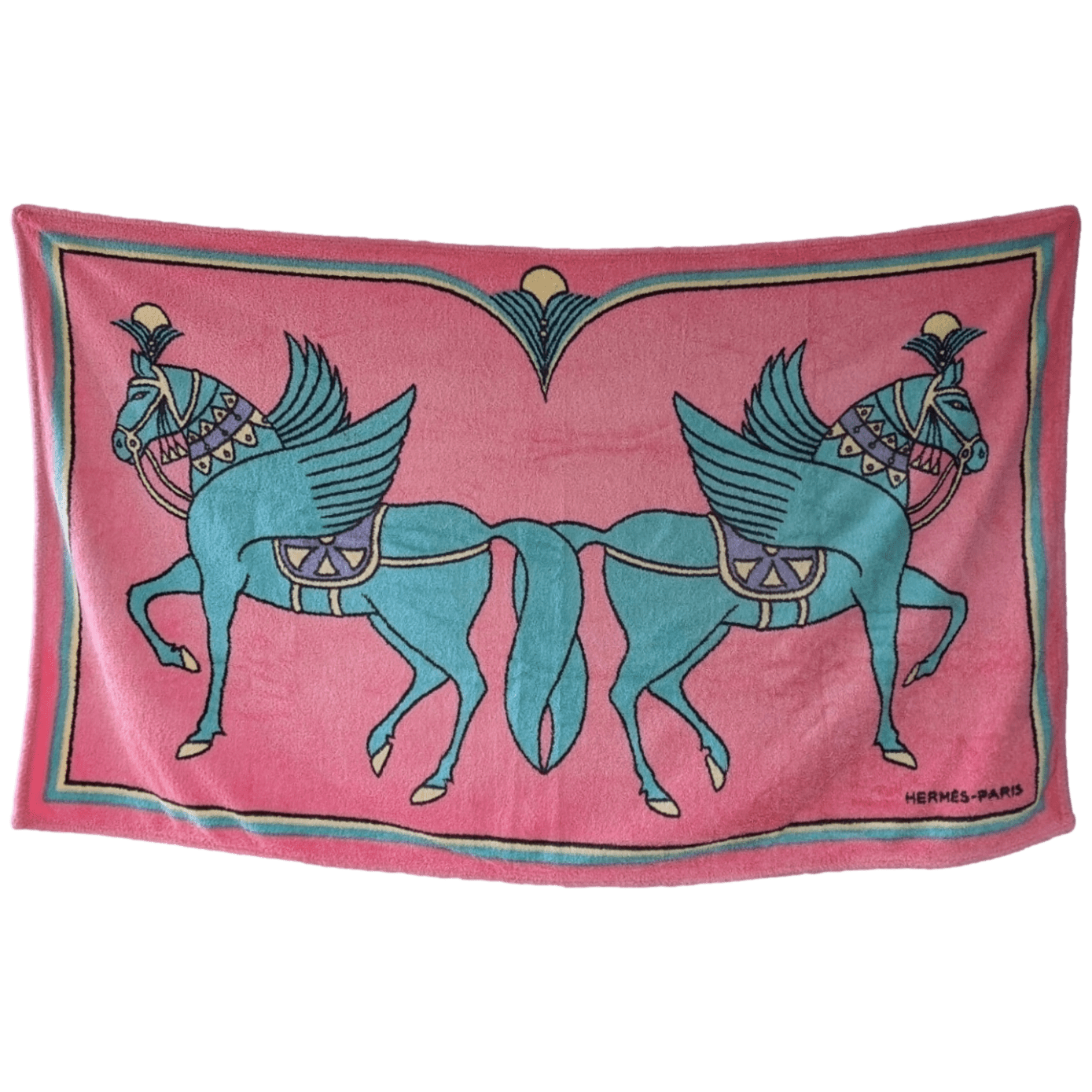 HERMES Chevaux Ailés Terry Beach Towel 90 x 150 cm