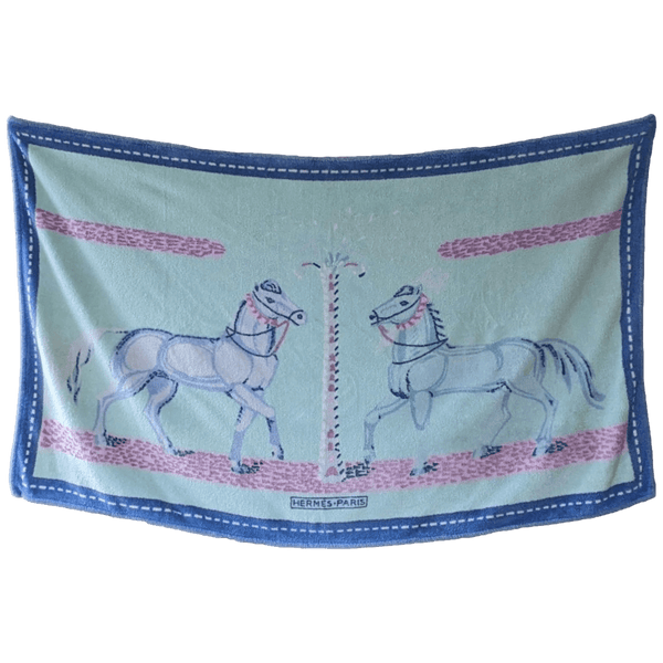 HERMES CHEVAUX Cotton Terry Animal Print Towel 90 x 150 cm