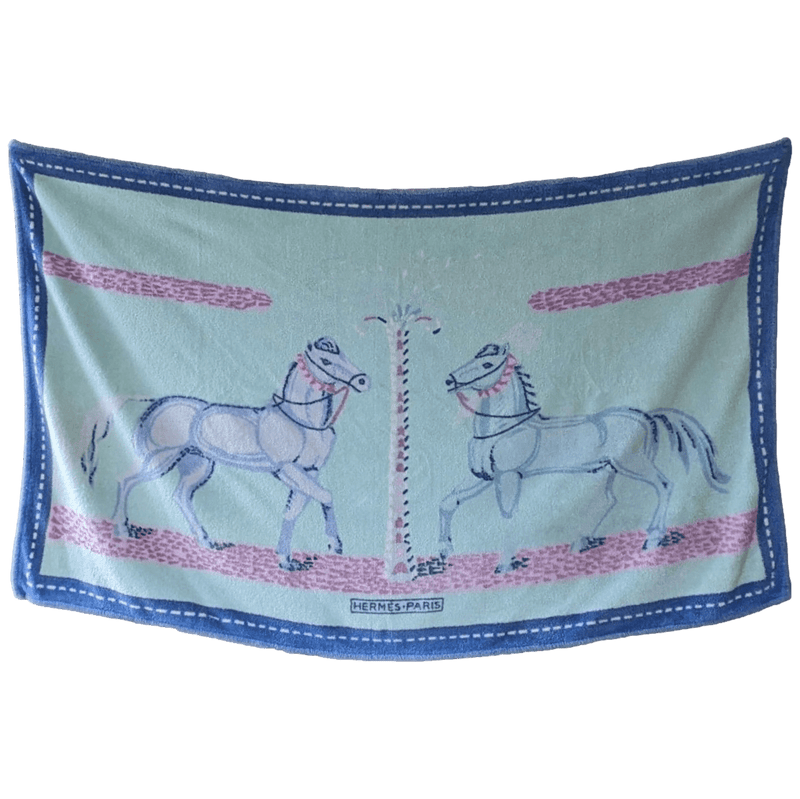 HERMES CHEVAUX Cotton Terry Animal Print Towel 90 x 150 cm