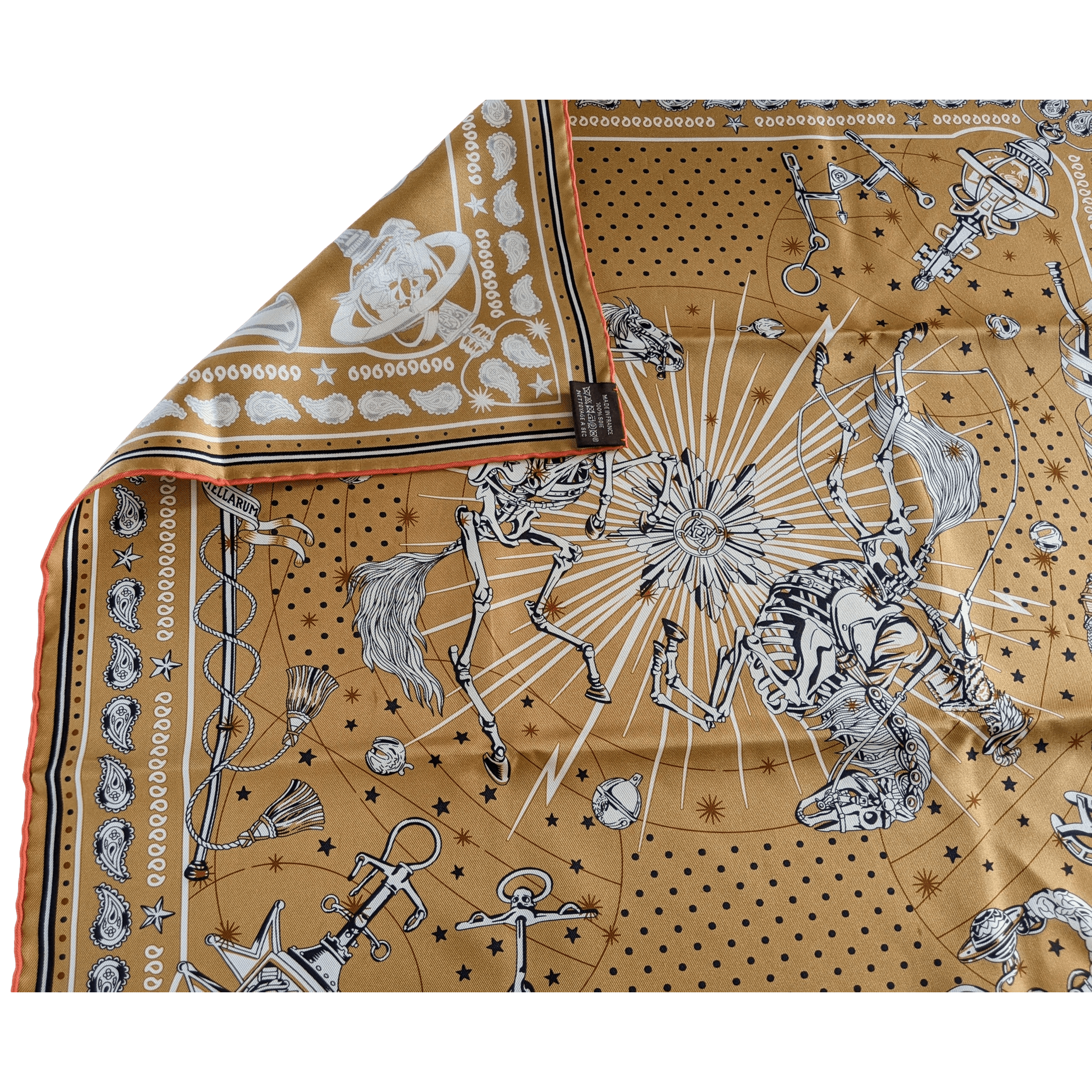 HERMES Golden Beige Chorus Stellarum by Daiske Nomura Bandana 55 x 55 cm