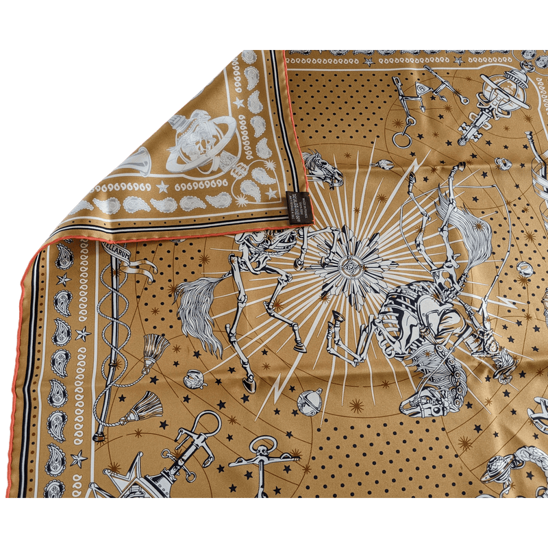 HERMES Golden Beige Chorus Stellarum by Daiske Nomura Bandana 55 x