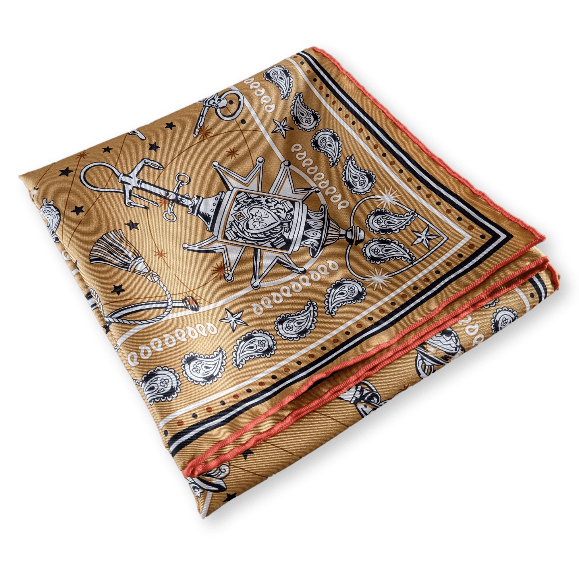 HERMES Golden Beige Chorus Stellarum by Daiske Nomura Bandana 55 x 55 cm
