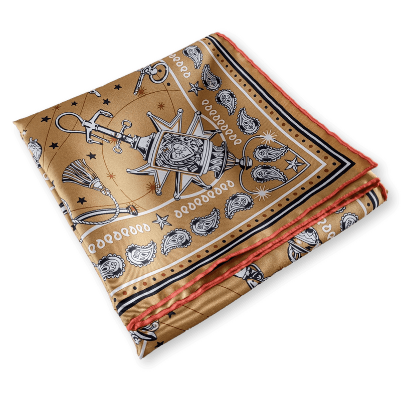 HERMES Golden Beige Chorus Stellarum by Daiske Nomura Bandana 55 x