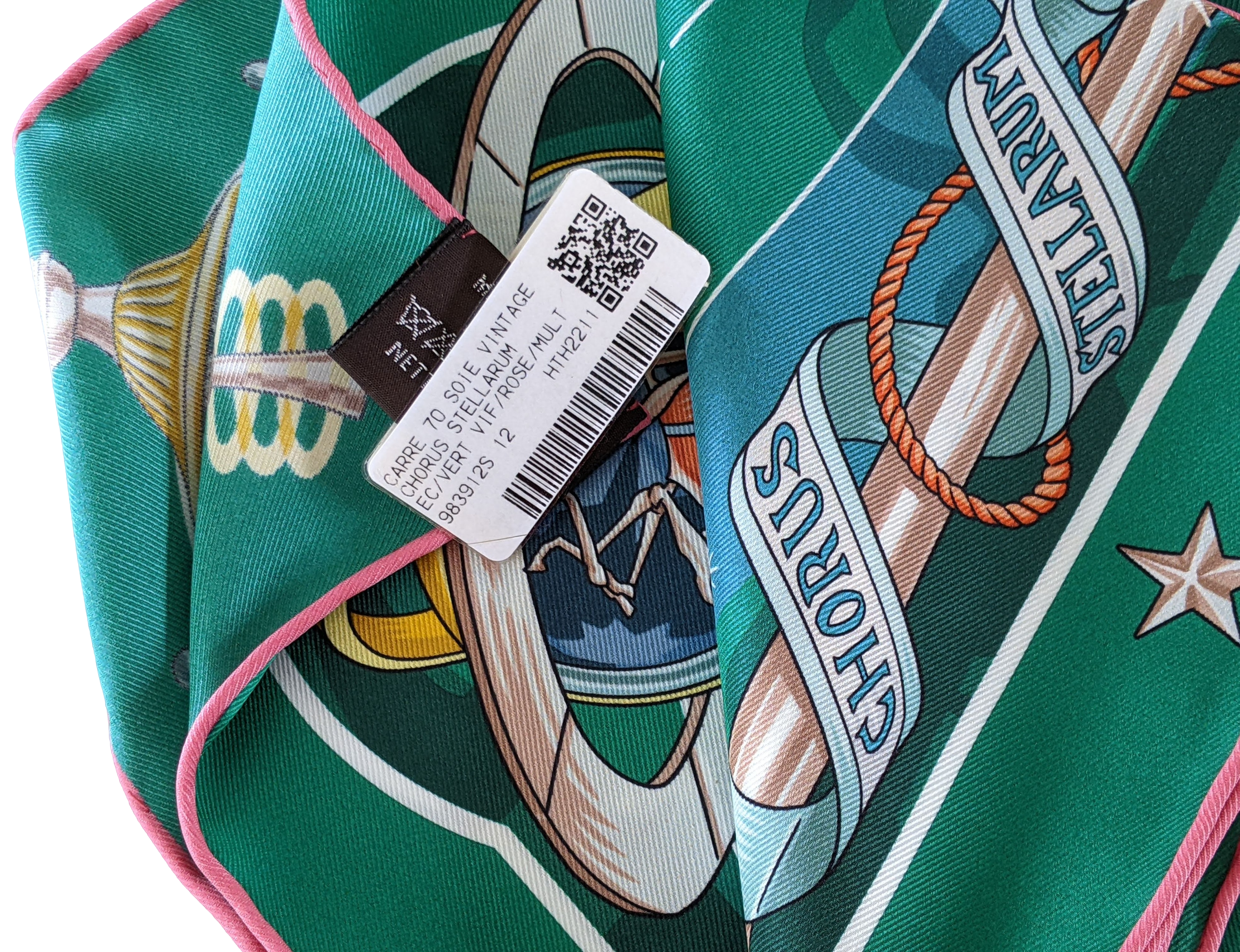 HERMES (JUT13) Vert CHORUS STELLARUM Vintage Silk 70 x 70 cm