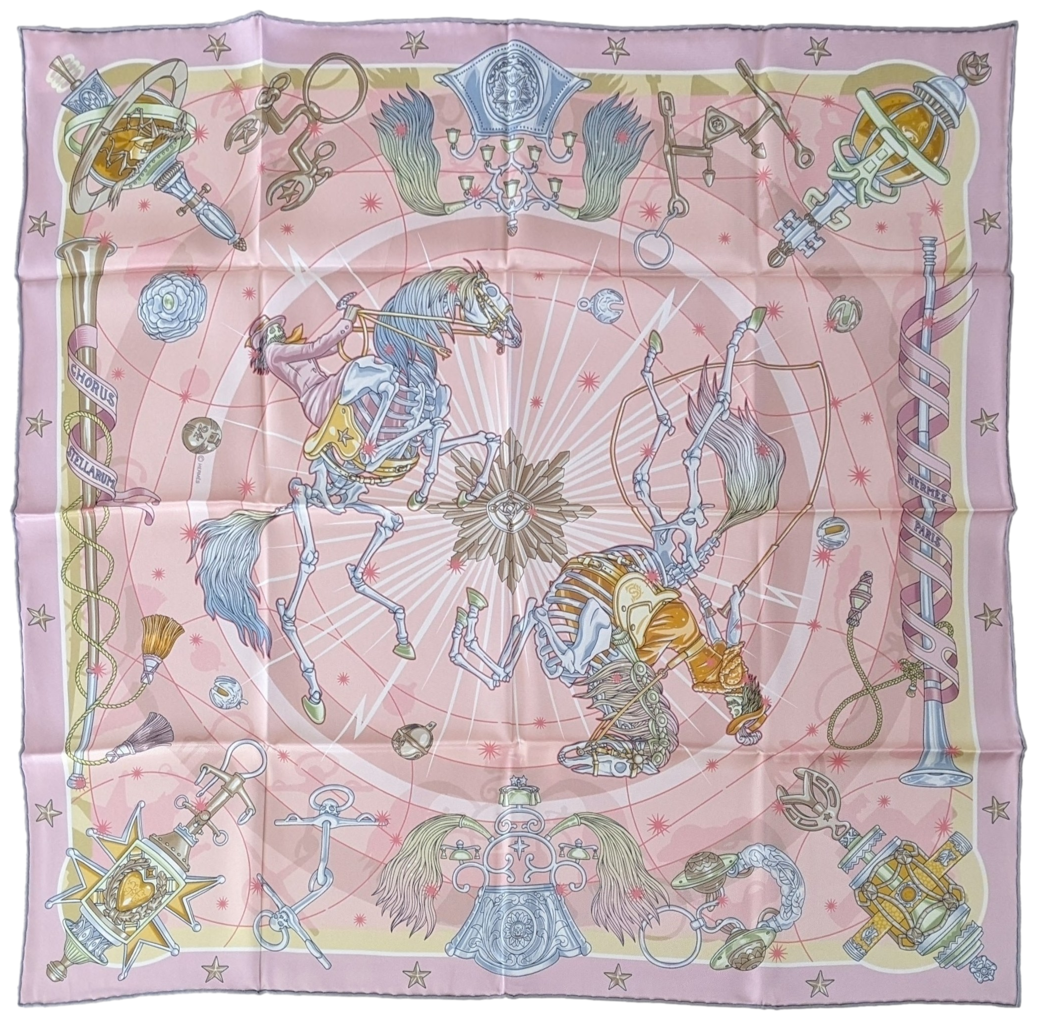 HERMES (JUT15) Rose CHORUS STELLARUM Vintage Silk 70 x 70 cm