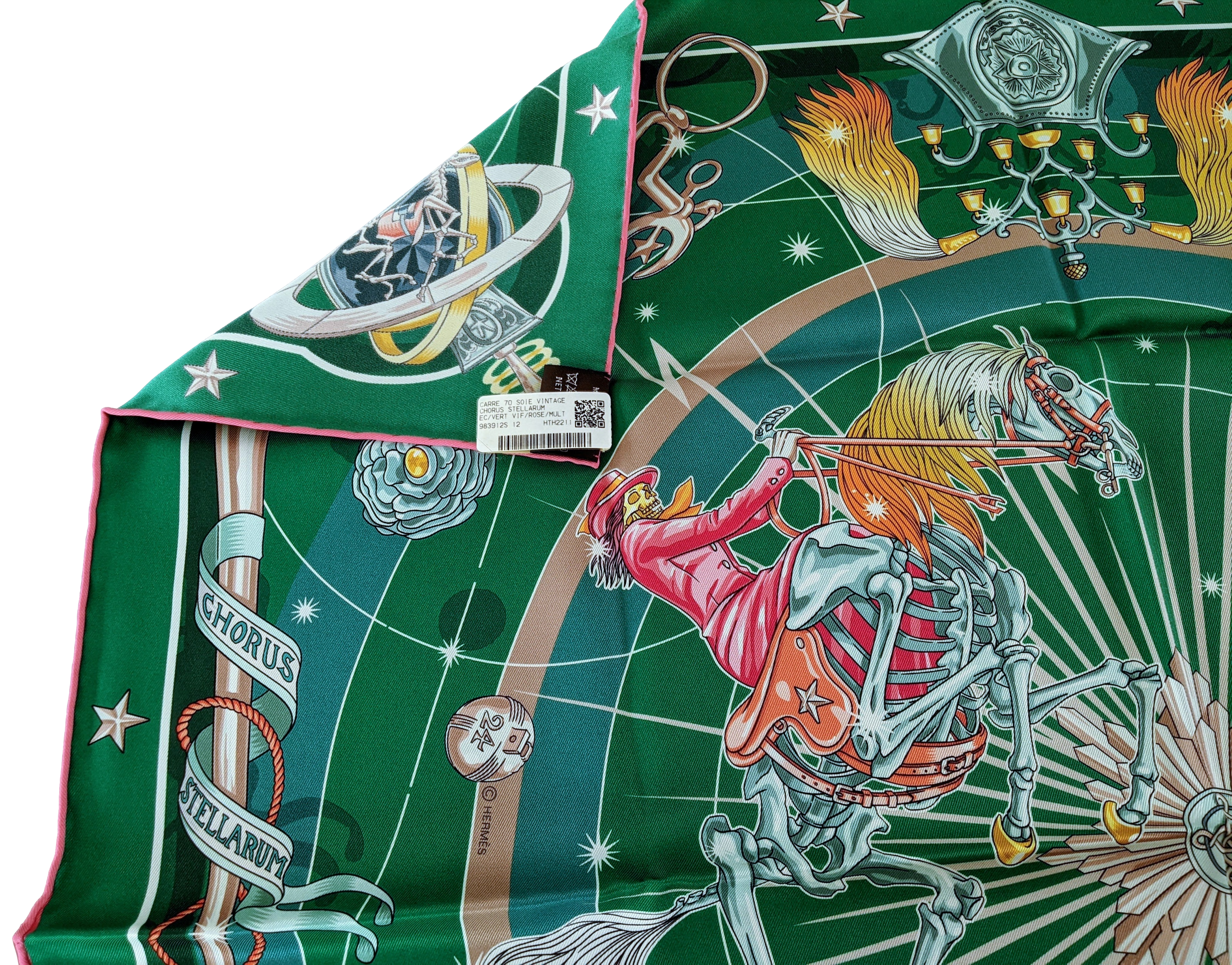 HERMES (JUT13) Vert CHORUS STELLARUM Vintage Silk 70 x 70 cm