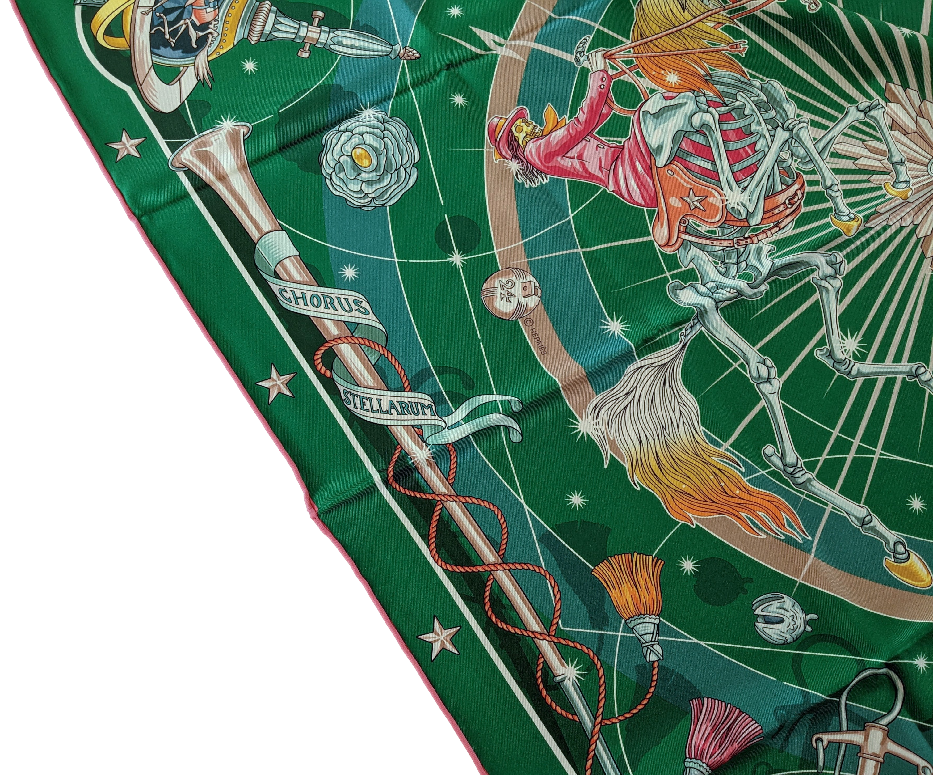 HERMES (JUT13) Vert CHORUS STELLARUM Vintage Silk 70 x 70 cm