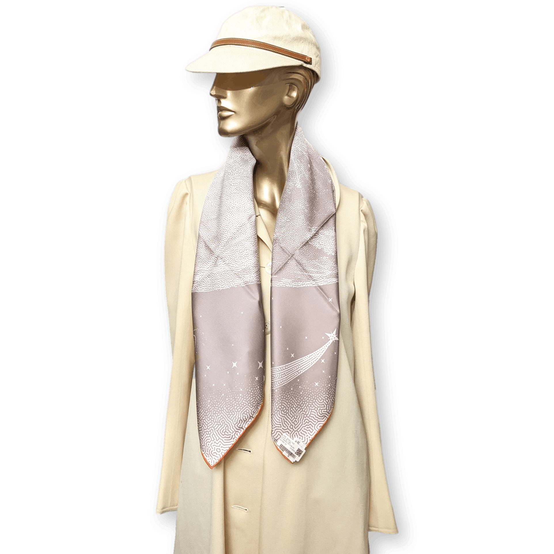 HERMES Clair de Lune Double Face Twill Scarf 90