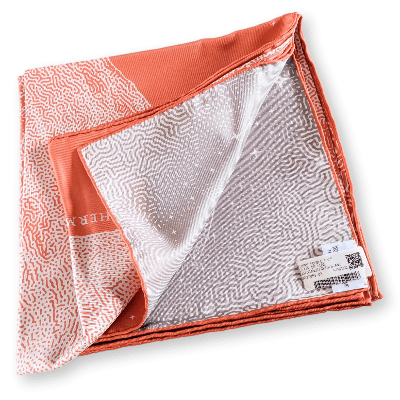 HERMES Clair de Lune Double Face Twill Scarf 90