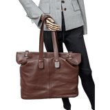 HERMES Men's Chocolate Clemence Leather Travel Tote Bag