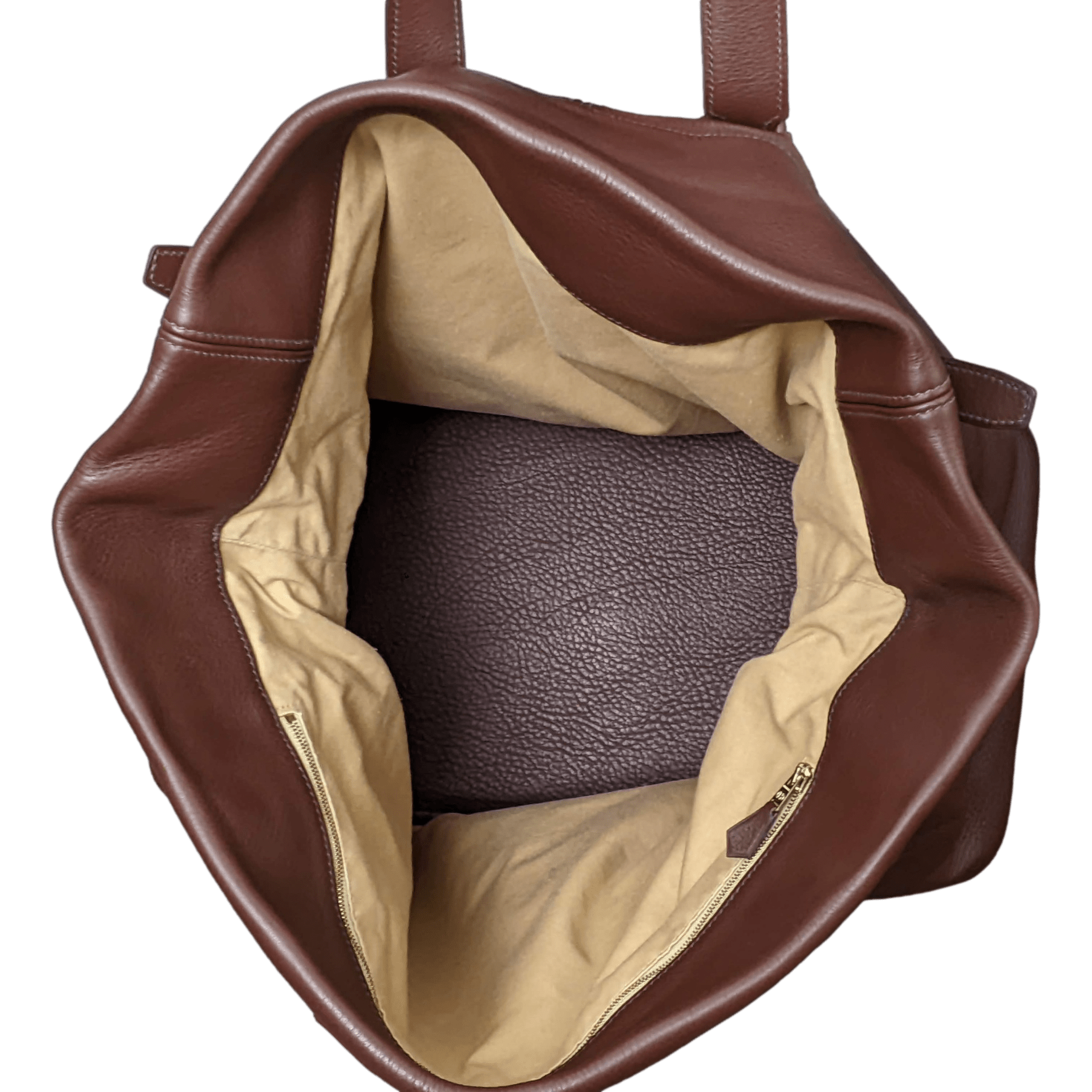 HERMES Men's Chocolate Clemence Leather Travel Tote Bag