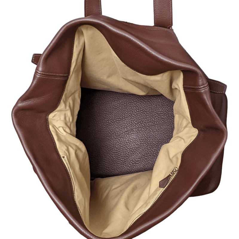 HERMES Men's Chocolate Clemence Leather Travel Tote Bag