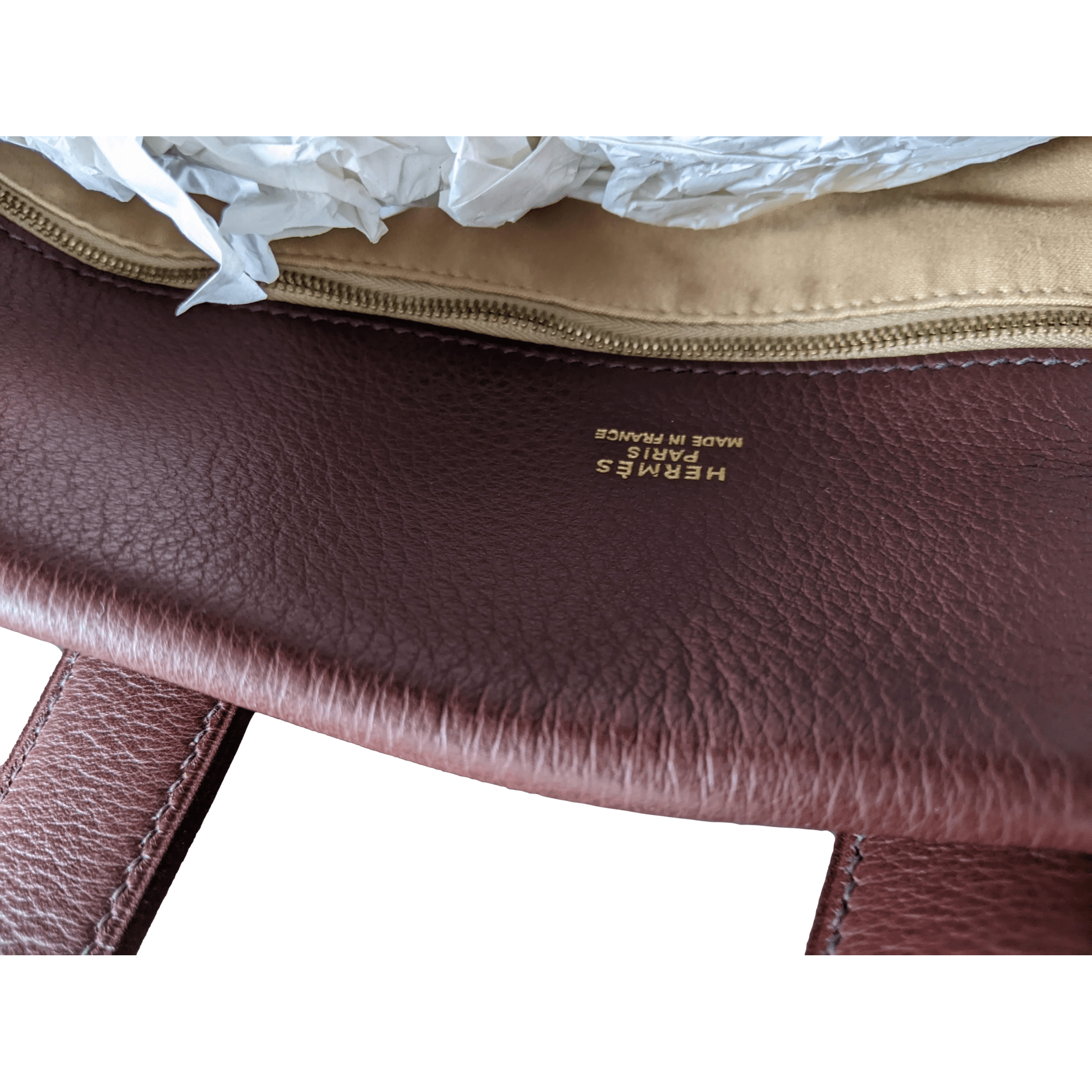 HERMES Men's Chocolate Clemence Leather Travel Tote Bag