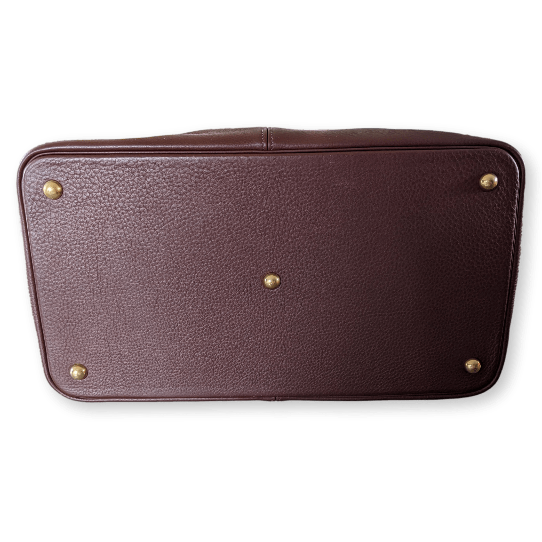 HERMES Men's Chocolate Clemence Leather Travel Tote Bag