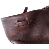 HERMES Men's Chocolate Clemence Leather Travel Tote Bag