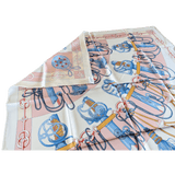 HERMES Cliquetis Twill 90 Scarf Rose Pale/Bleu