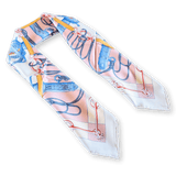 HERMES Cliquetis Twill 90 Scarf Rose Pale/Bleu