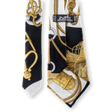 HERMES Vintage 1970s Cliquetis Vintage Twill Silk Tie 9.5 cm in Box