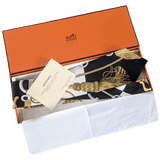 HERMES Vintage 1970s Cliquetis Vintage Twill Silk Tie 9.5 cm in Box