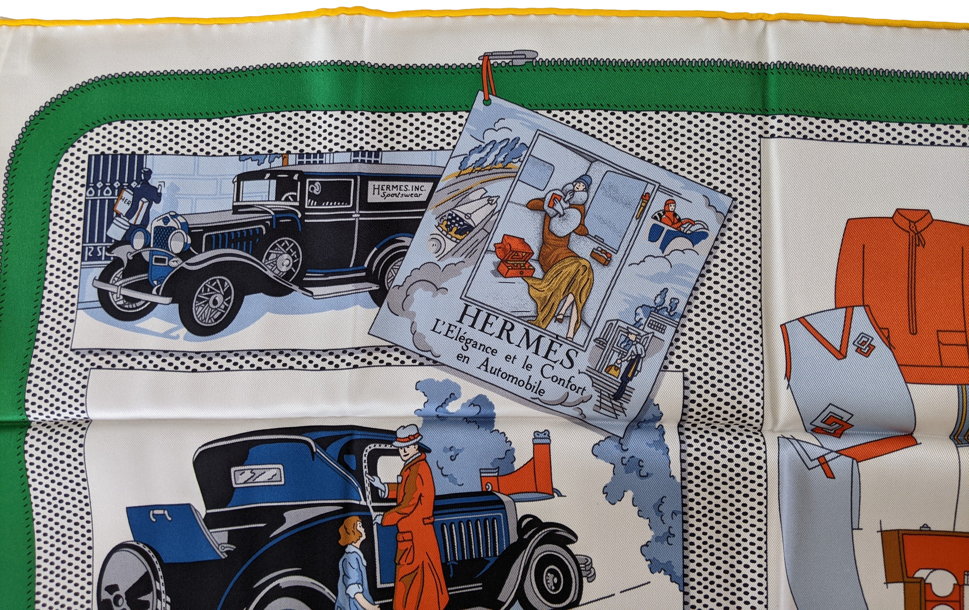 HERMES (JUT14) CONFORT EN AUTOMOBILE Vintage Silk 70 x 70 cm