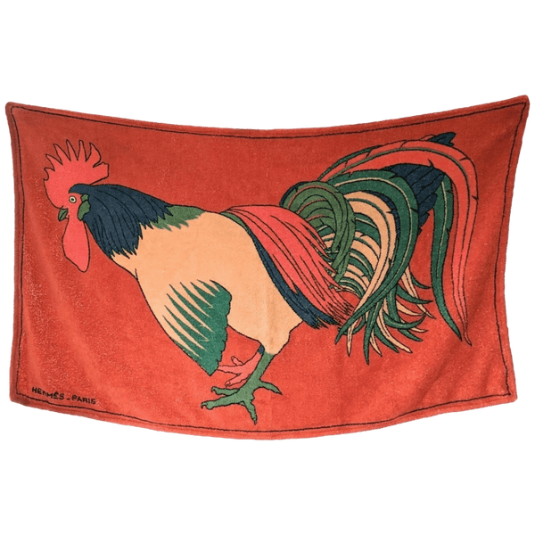 HERMES Coq Tapis de Plage Terry Beach Towel 90 x 150 cm