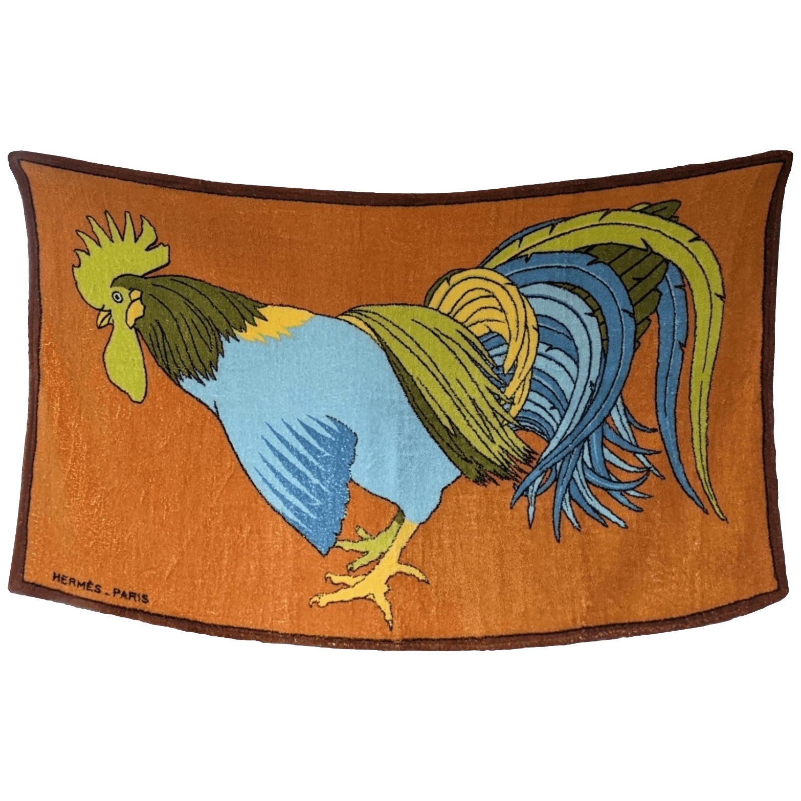 HERMES Coq 1980s Tapis de Plage Terry Beach Towel 90 x 150 cm