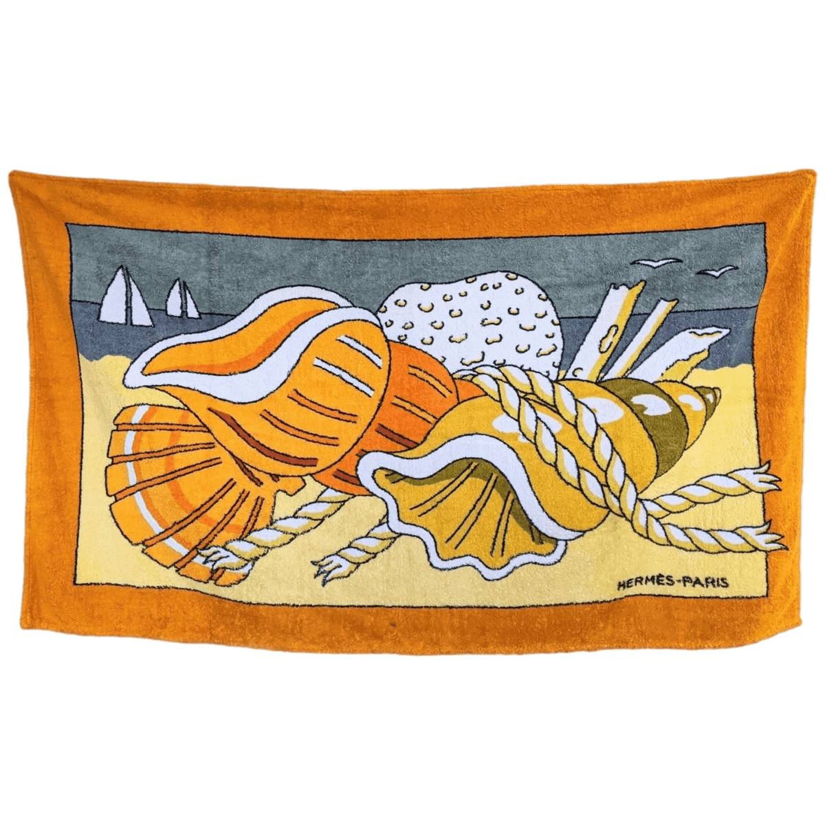 HERMES Coquillage Vintage Cotton Terry Beach Towel 90 x 150 cm