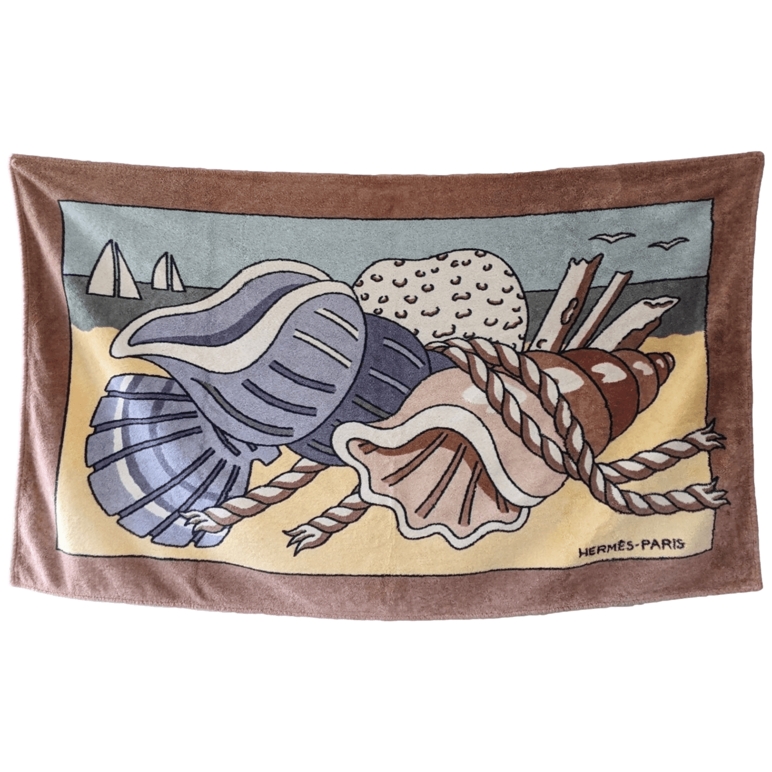 HERMES Coquillages Terry Beach Towel 90 x 150 cm