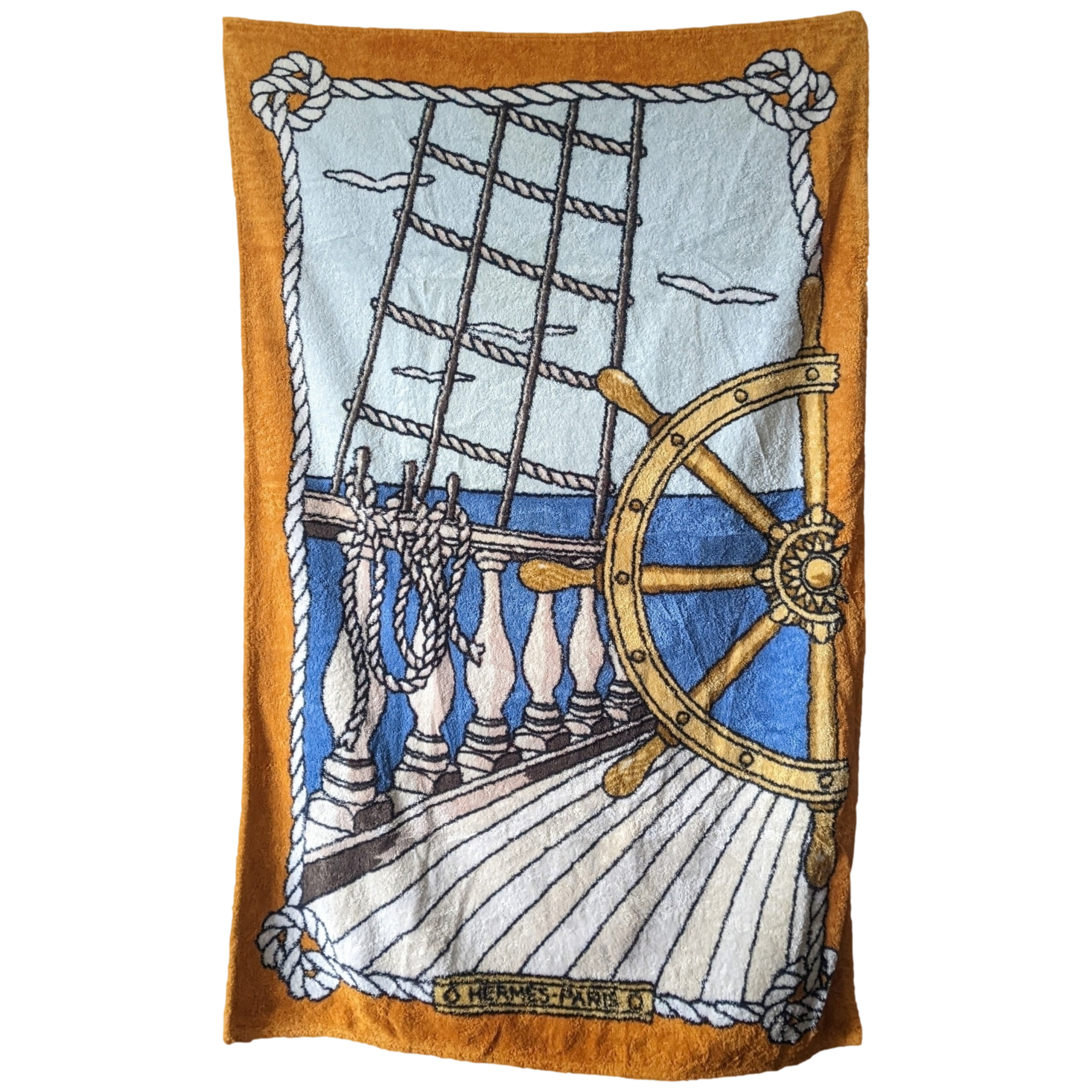 HERMES Vintage CORDAGE Terry Cotton Beach Towel GM 90 x 150 cm