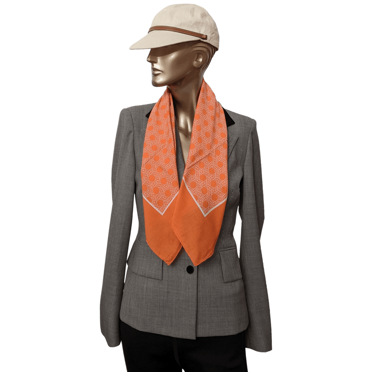 HERMES H Orange Cotton scarf 70 x 70 cm