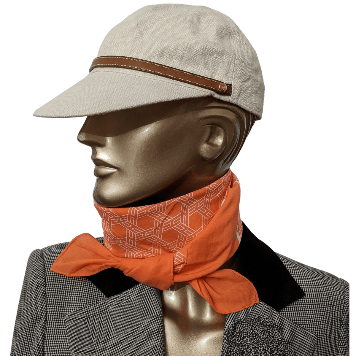 HERMES H Orange Cotton scarf 70 x 70 cm