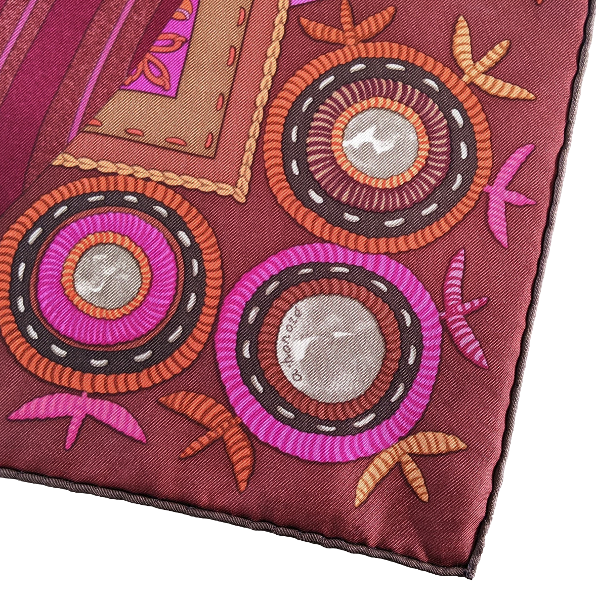 Hermes 2008 Fuchsia "Coupons Indiens" by Aline Honore Twill 90cm Grail