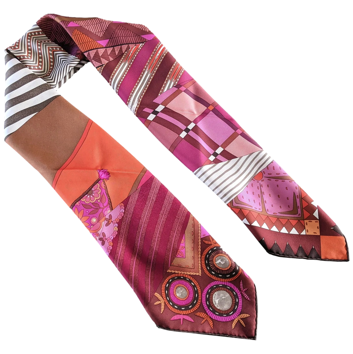 Hermes 2008 Fuchsia "Coupons Indiens" by Aline Honore Twill 90cm Grail