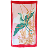 HERMES Crane Raspberry Green Terry Beach Towel 90 x 150 cm