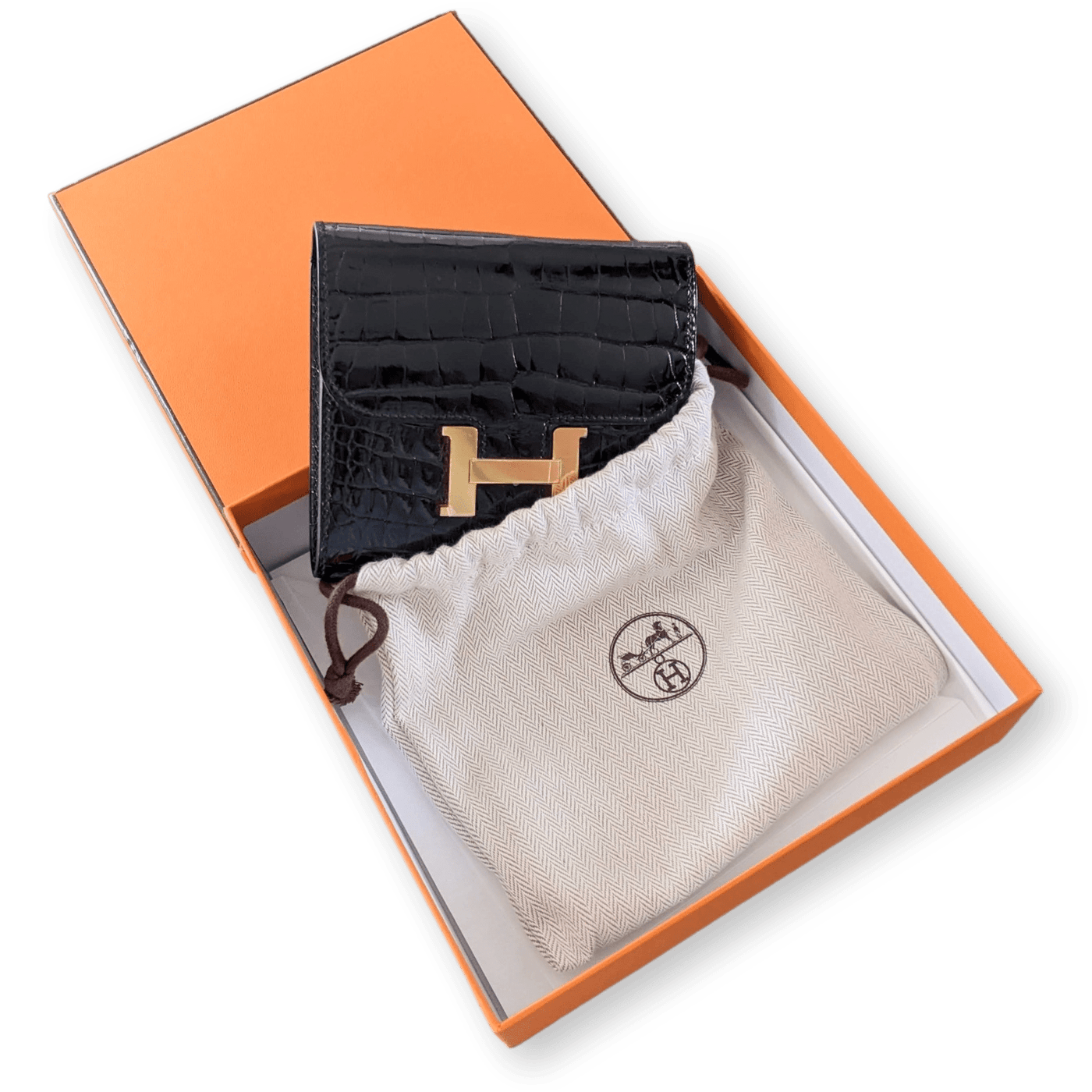 HERMES Black Crocodile Constance Compact Wallet GHW, New in  display picture 1
