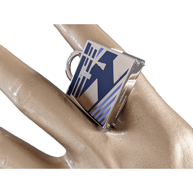 HERMES Blue "Curiosite Kelly Laque H Vibration" Charm