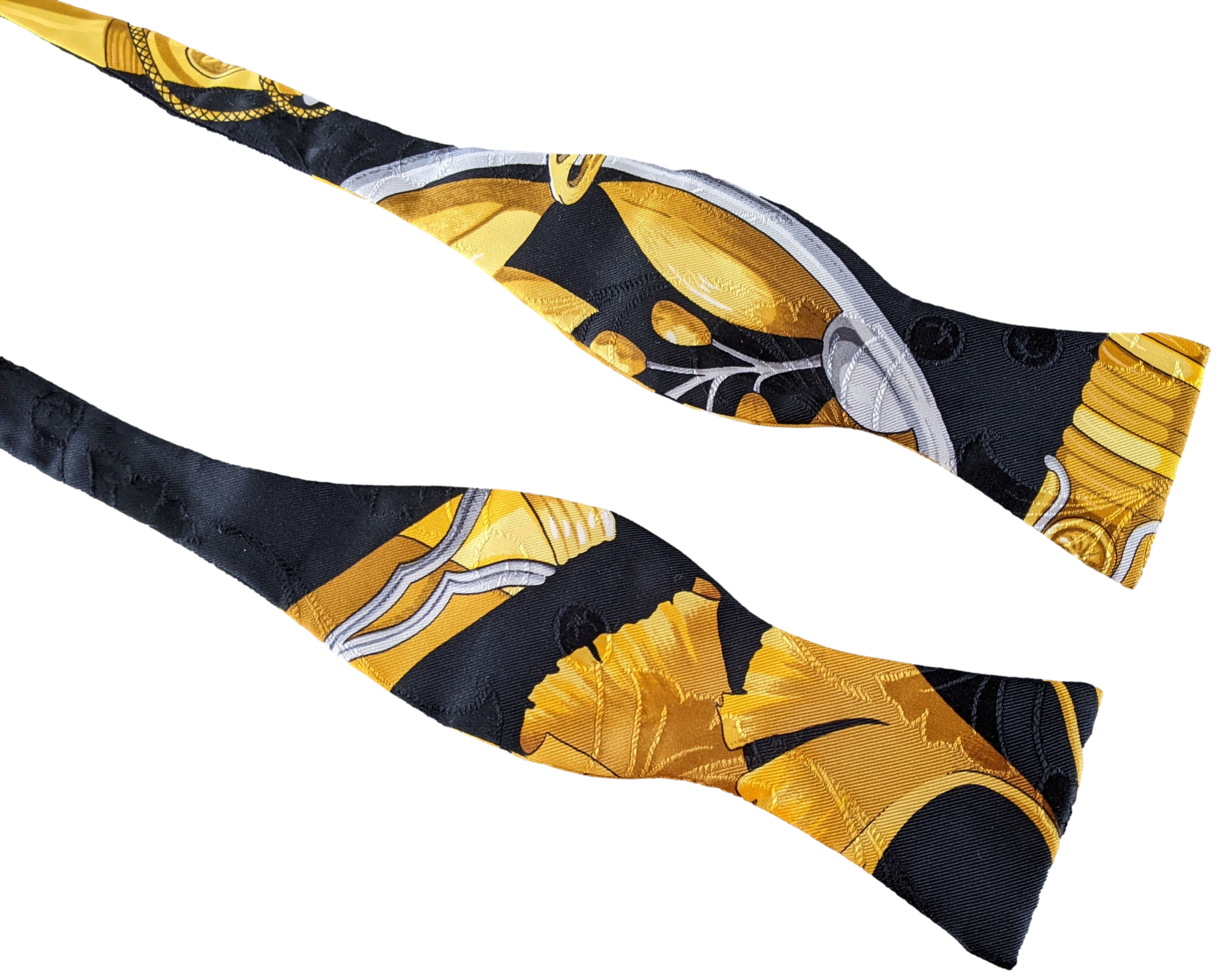HERMES Vintage Self-Tie DAIMYO Jacquard Faconnee Silk Bow Tie, Adjustable Size