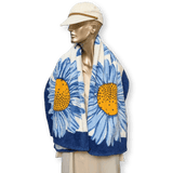 HERMES Daisy Beach Towel GM Blue White Yellow 90 x 150 cm 