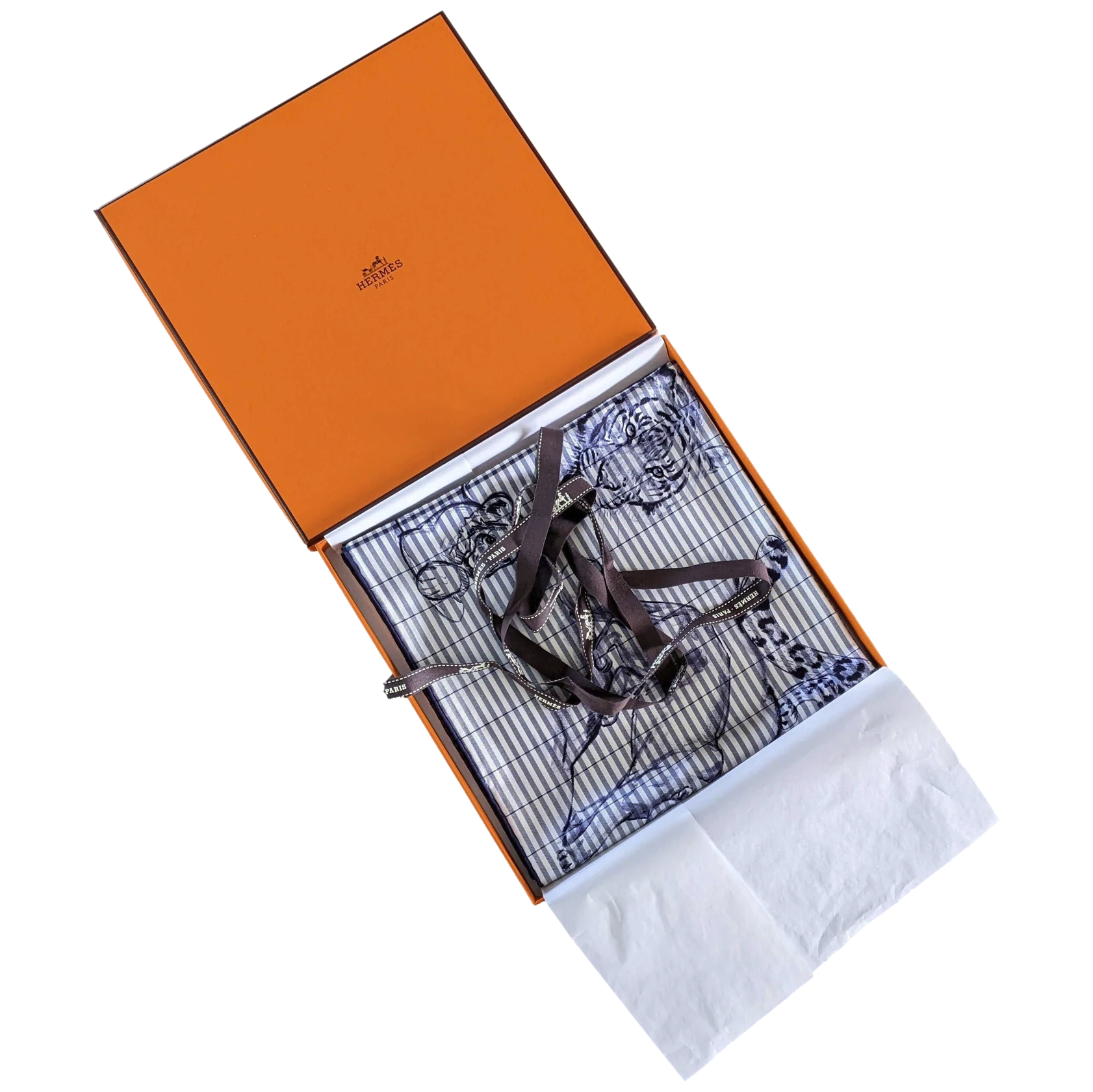 Hermes [C204] 2018 Marine/Blanc "Dans l'atelier de Robert Dallet" Finesse Eyeliner Twill 90 cm,