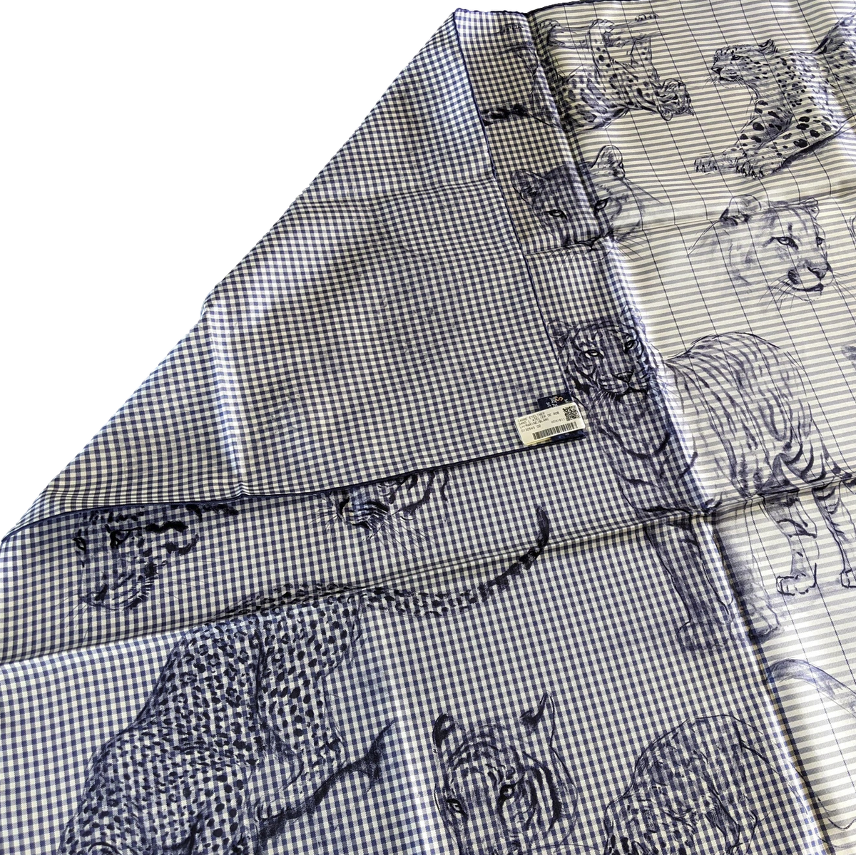 Hermes [C204] 2018 Marine/Blanc "Dans l'atelier de Robert Dallet" Finesse Eyeliner Twill 90 cm,
