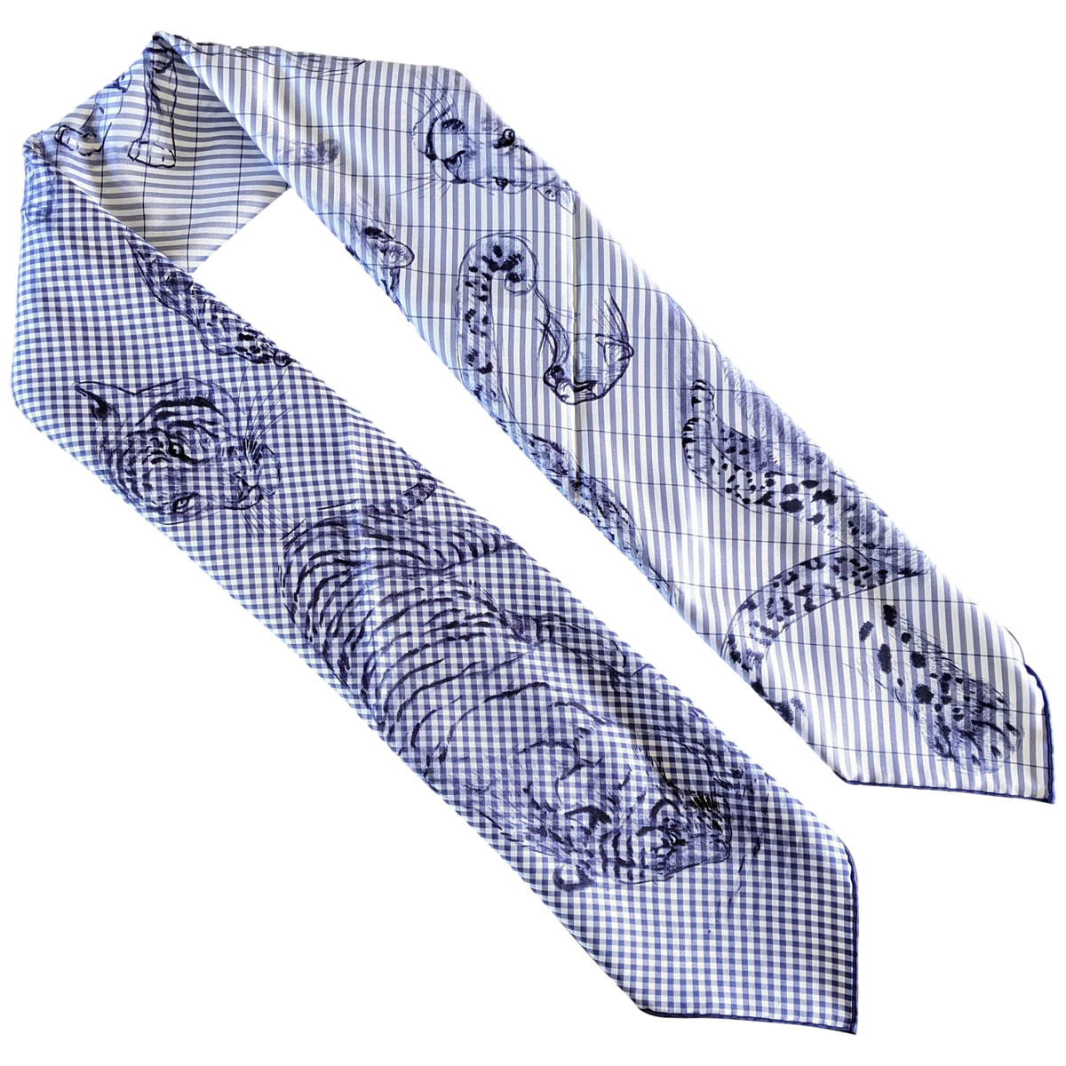 Hermes [C204] 2018 Marine/Blanc "Dans l'atelier de Robert Dallet" Finesse Eyeliner Twill 90 cm,