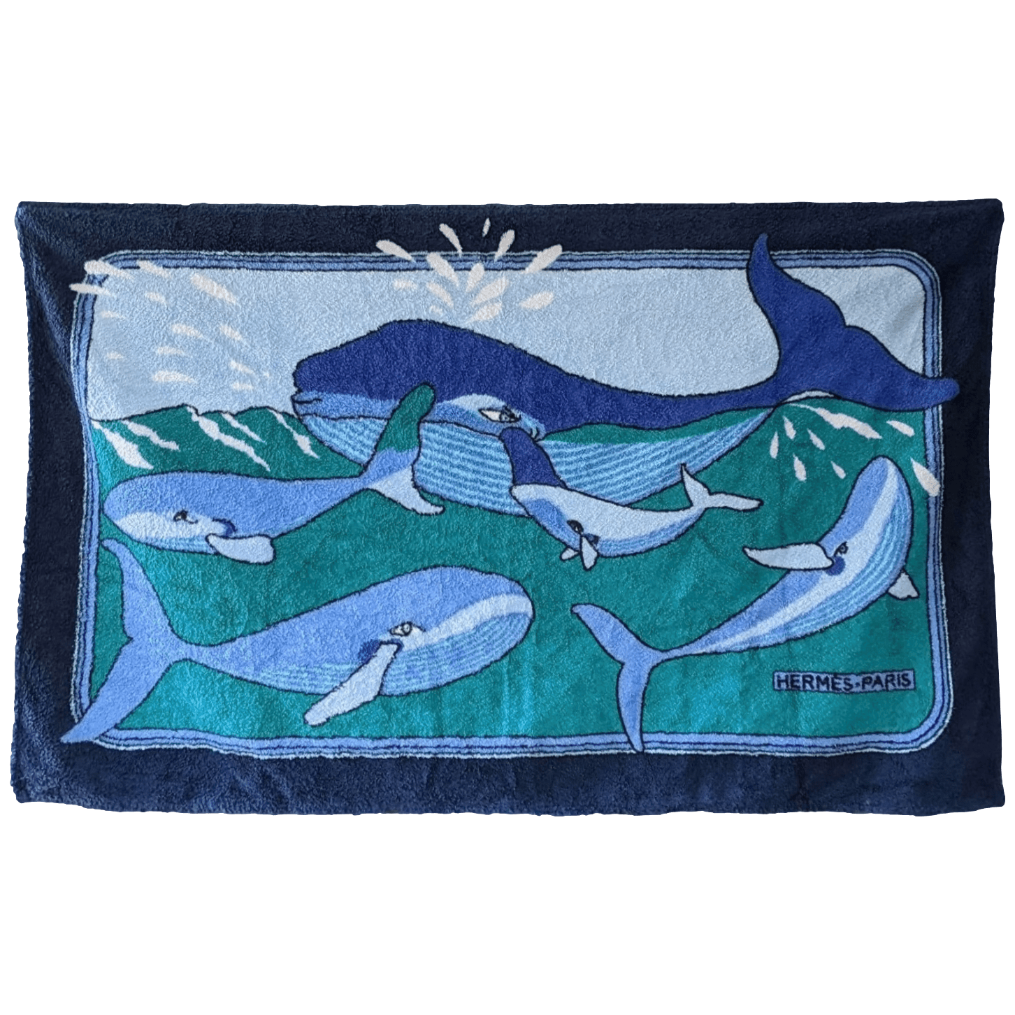 HERMES  Dauphins Terry Beach Towel 90 x 150 cm